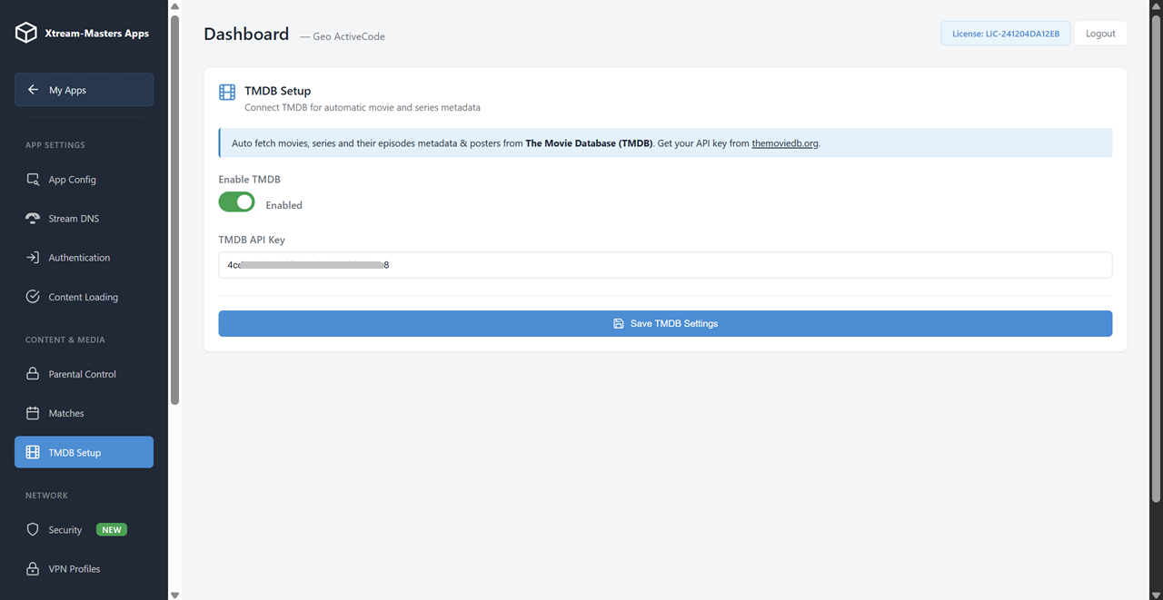 ActiveCode IPTV app admin panel device management screenshot 7